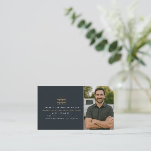 Professional Masonry Bricklayer Brick Photo 名刺 (スタンド正面)