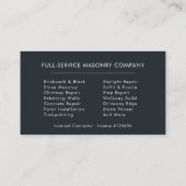 Professional Masonry Bricklayer Brick Photo 名刺 (裏面)