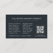 Professional Masonry Bricklayer Business QR Code 名刺 (裏面)