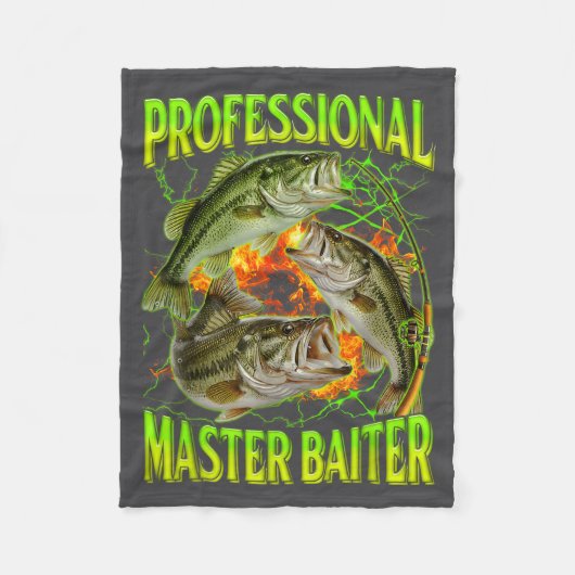 Professional Master Baiter Funny Fishing Meme Boot フリースブランケット (正面)