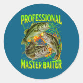 Professional Master Baiter Funny Fishing Meme Boot ラウンドシール (正面)