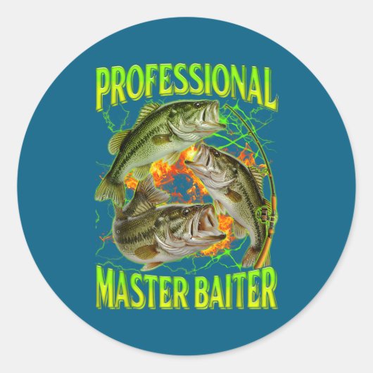 Professional Master Baiter Funny Fishing Meme Boot ラウンドシール (正面)