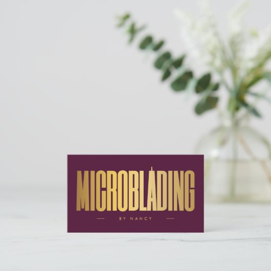 Professional Microblading Tech Burgundy & Gold  名刺 (スタンド正面)