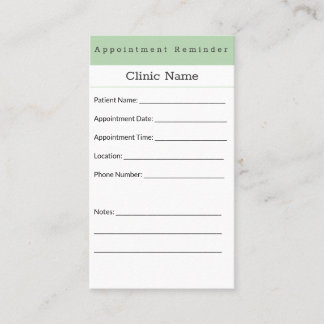 Professional Minimal Appointment Reminder Card 予約カード