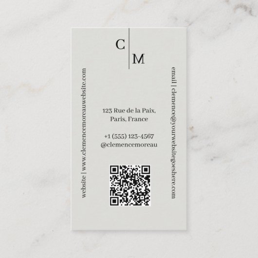 Professional Minimal Elegant Modern Photo QR Code 名刺 (裏面)