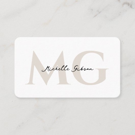 Professional Minimal White Sand Initials 名刺 (正面)