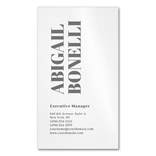 Professional minimalist bold modern grey white マグネット名刺 (正面縦)