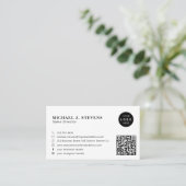 Professional minimalist company logo QR code white 名刺 (スタンド正面)
