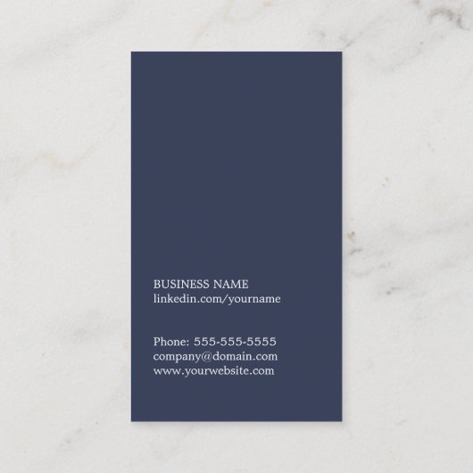 Professional Minimalist Dark Blue White Consultant 名刺 (裏面)