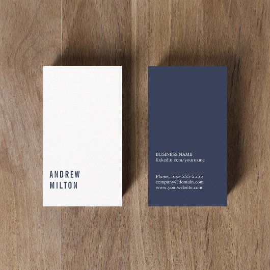 Professional Minimalist Dark Blue White Consultant 名刺