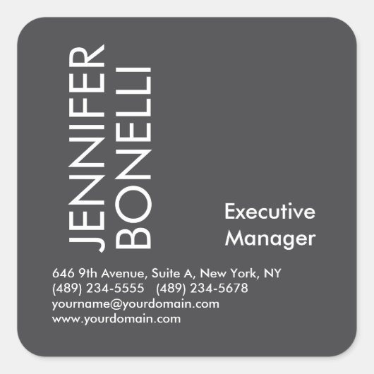 Professional minimalist modern bold text grey  スクエアシール (正面)