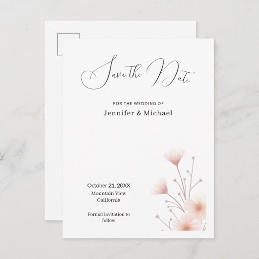 Professional Minimalist Modern Plain Simple 案内ポストカード (正面/裏面)