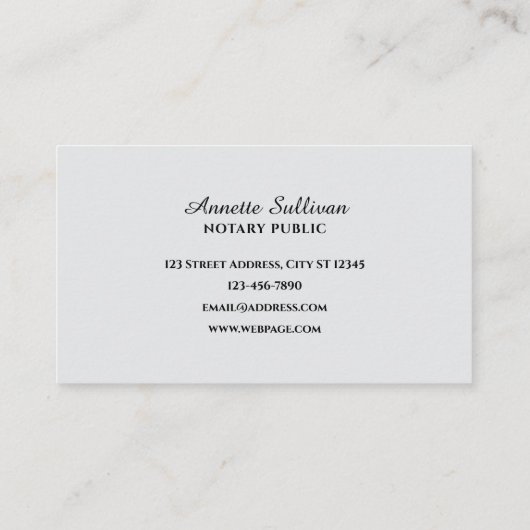 Professional minimalist Notary Business Card 名刺 (裏面)