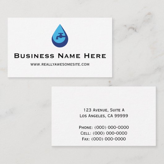 Professional Minimalist Plumber Business Card 名刺 (正面/裏面)