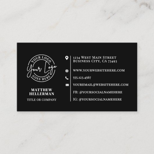 Professional Minimalist QR Code Logo Black 名刺 (正面)