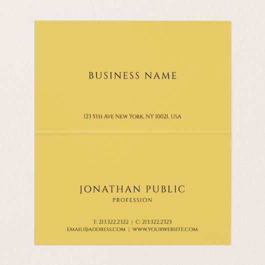 Professional Modern Elegant Black & Gold Folded 名刺 (内部フラット)