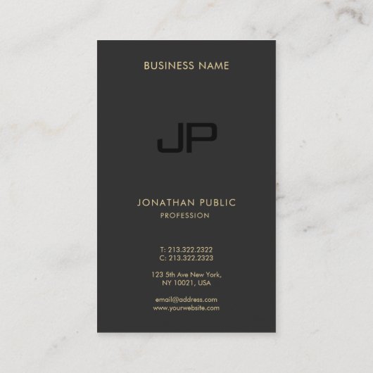 Professional Modern Elegant Monogram Initial 名刺 (裏面)