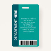 Professional Modern Geometric Teal Stripes Staff バッジ (裏面)