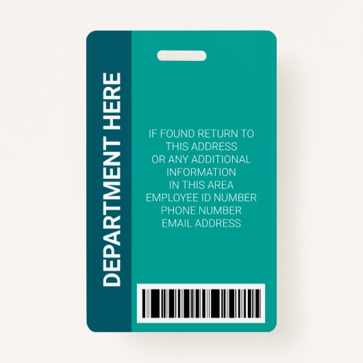 Professional Modern Geometric Teal Stripes Staff バッジ (裏面)