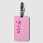 Professional modern handwriting name pink white ラゲッジタグ (正面縦)