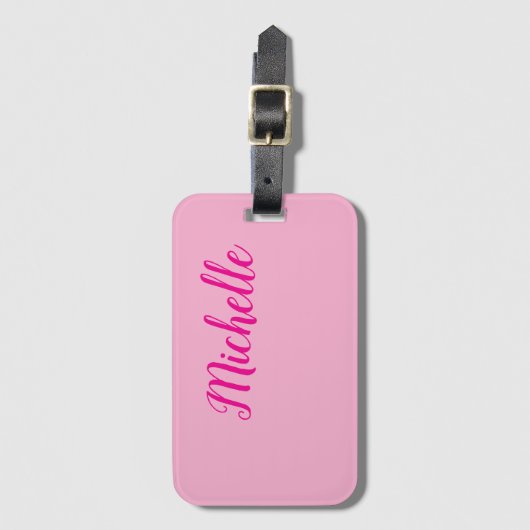 Professional modern handwriting name pink white ラゲッジタグ (正面縦)