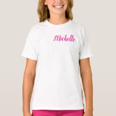 Professional modern handwriting name pink white tシャツ (正面)