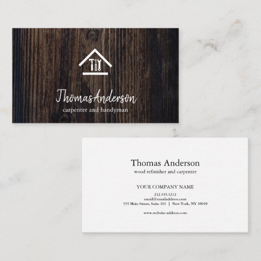 Professional Modern Home Repair Handyman Wooden 名刺 (正面/裏面)