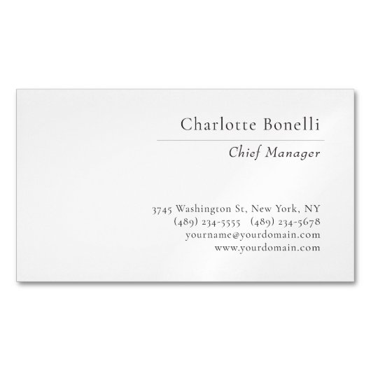 Professional Modern Minimalist Plain Black & White マグネット名刺 (正面)