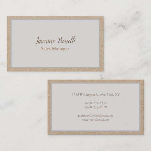 Professional Modern Minimalist Premium Kraft 名刺 (正面/裏面)