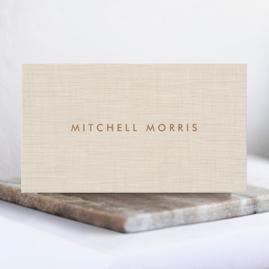 Professional Modern Minimalistic Beige Linen Look 名刺