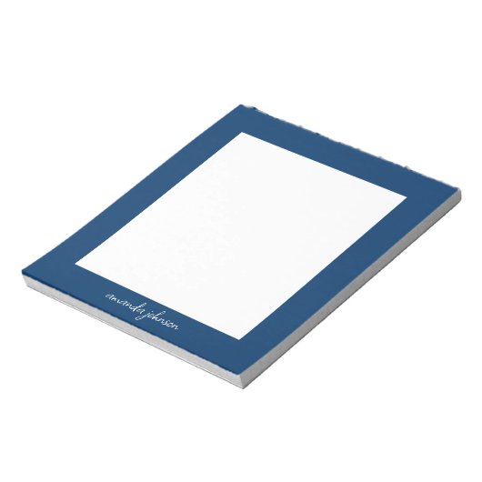 Professional Modern Navy Blue Monogram Full Name ノートパッド (回転)