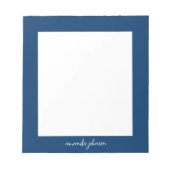 Professional Modern Navy Blue Monogram Full Name ノートパッド (正面)