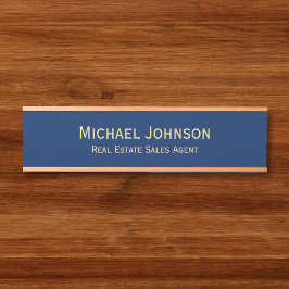 Professional Modern Navy Blue Office Name Title サインプレート