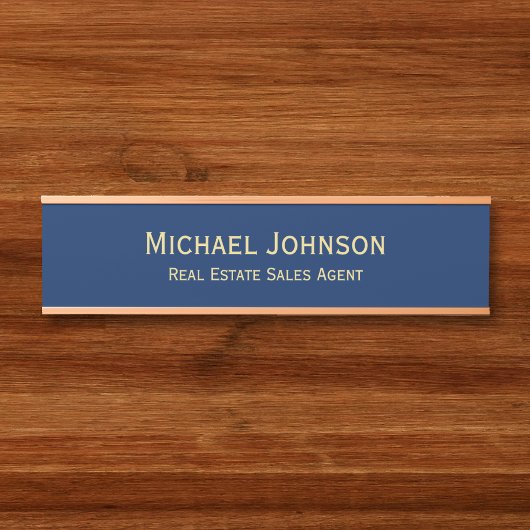 Professional Modern Navy Blue Office Name Title サインプレート