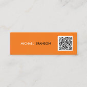 Professional Modern ORANGE Black Minimal QR CODE  スキニー名刺 (正面)