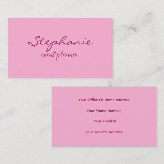 Professional Modern Pink Colorful Girly Elegant 名刺 (正面/裏面)