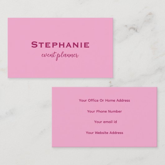 Professional Modern Pink Colorful Girly Trendy 名刺 (正面/裏面)