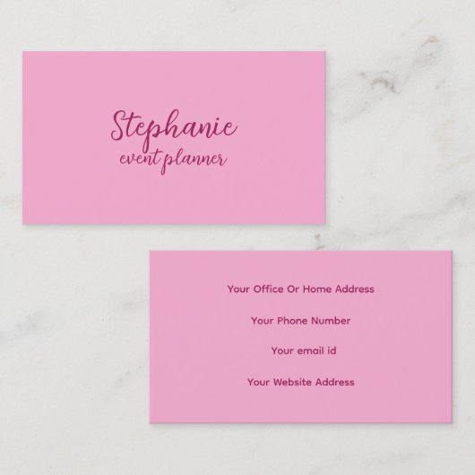 Professional Modern Pink Colorful Trendy Girly 名刺 (正面/裏面)