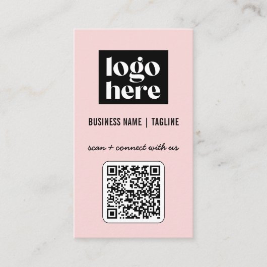 Professional Modern Pink QR Code Logo 名刺 (正面)