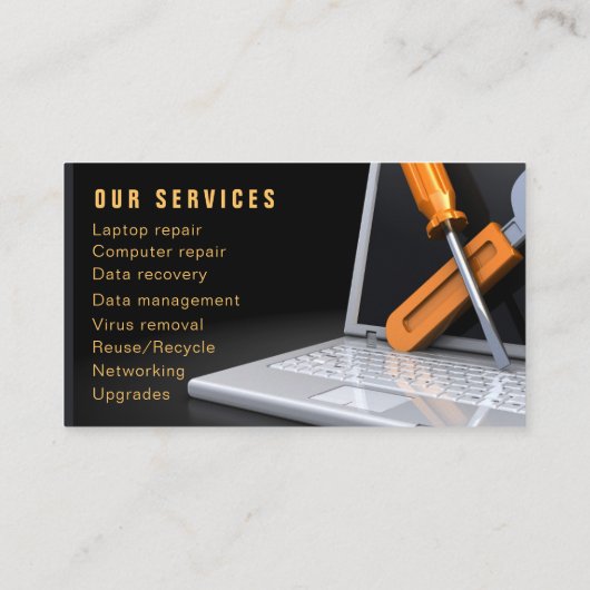 Professional Modern Plain Simple Computer Repair 名刺 (裏面)