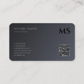 Professional Modern QR Code Elegant Black Monogram 名刺 (裏面)