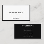 Professional Modern Simple Elegant Black & White 名刺 (正面/裏面)