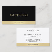 Professional Modern Sleek Elegant Black White Gold 名刺 (正面/裏面)