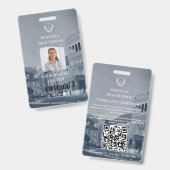 Professional Modern Teacher Photo ID Badge バッジ (表裏)