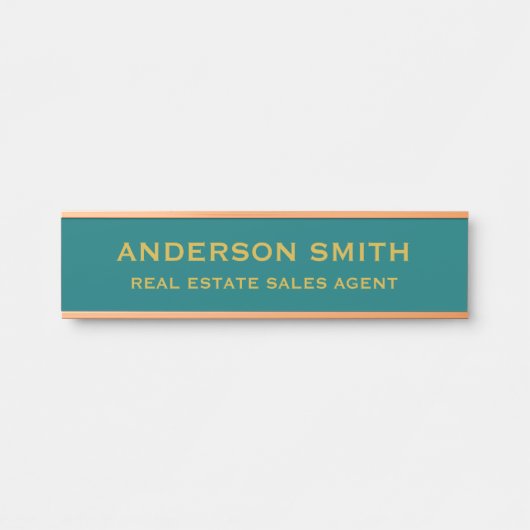 Professional Modern Teal Gold Office Name Title サインプレート (正面)