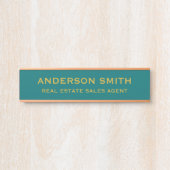 Professional Modern Teal Gold Office Name Title サインプレート (正面)