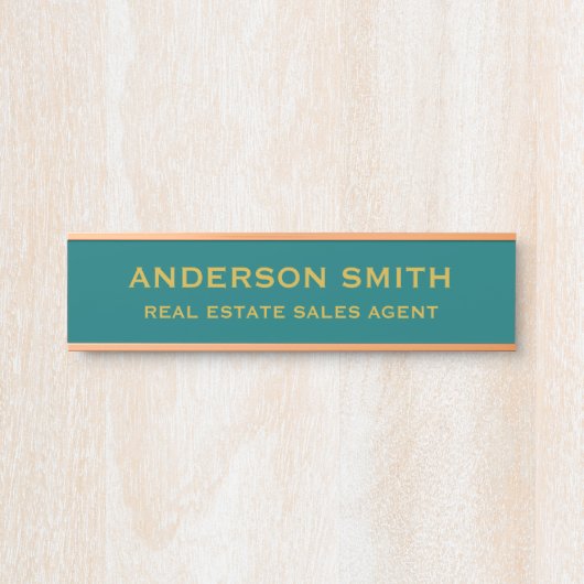Professional Modern Teal Gold Office Name Title サインプレート (正面)