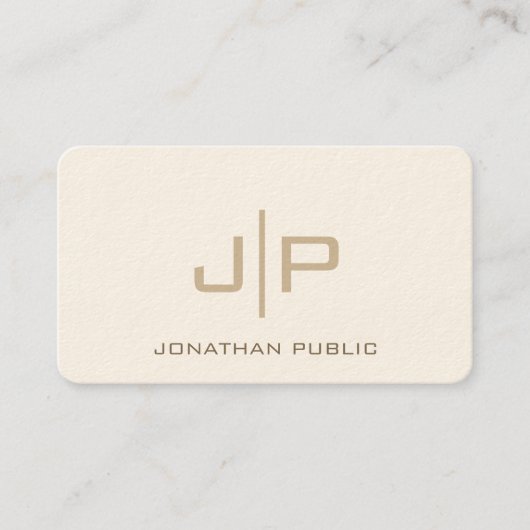 Professional Modern Template Monogram Luxury Cream 名刺 (正面)