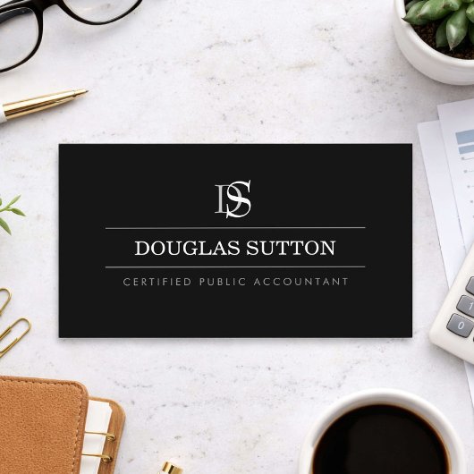 Professional Monogram Accountant CPA Black 名刺