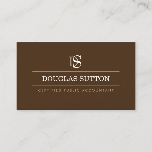 Professional Monogram Accountant CPA Brown 名刺 (正面)